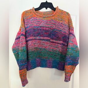 GAP Multicolor Cropped Crewneck Sweater